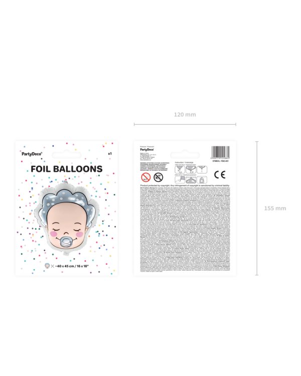 Foil balloon Baby - Boy, 40x45cm, mix