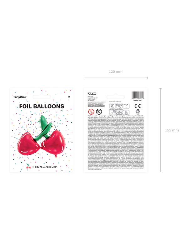 Foil balloon Cherry, 88x73cm, mix