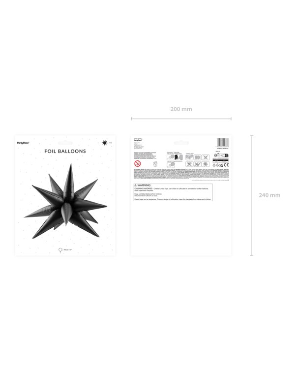 Foil balloon Star 3D, 95cm, black