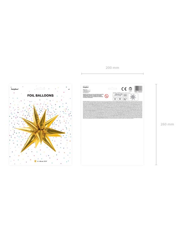 Foil balloon Star 3D, 95cm, gold