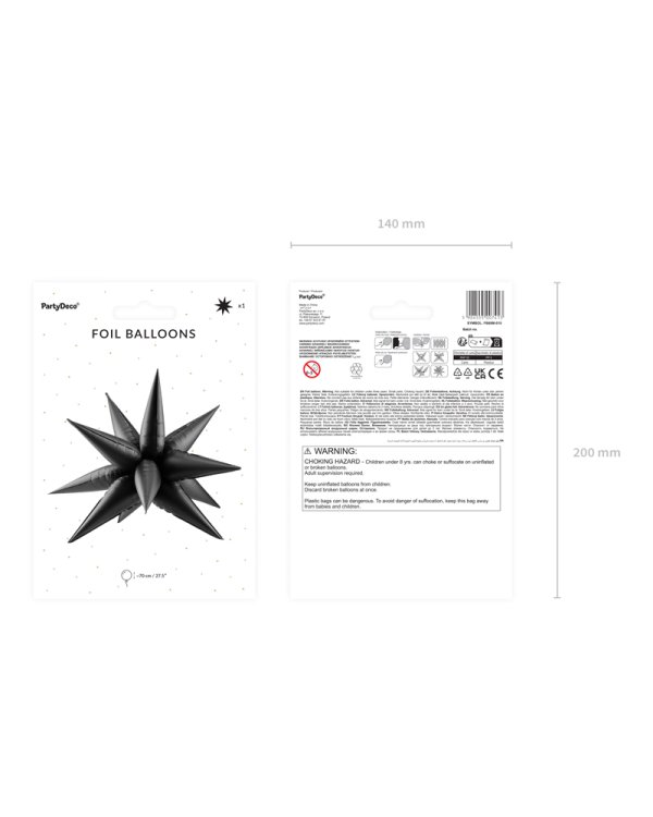 Foil balloon Star 3D, 70cm, black