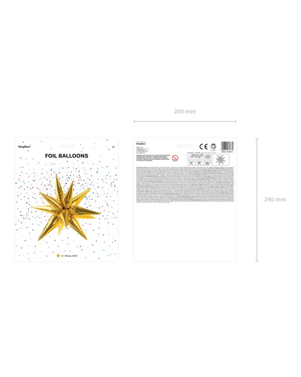 Foil balloon Star 3D, 70cm, gold