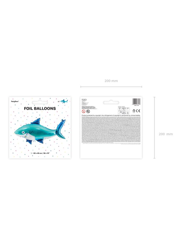 Foil balloon Shark, 92x48cm, mix