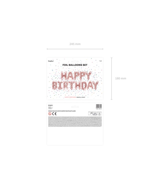 Foil Balloon Happy Birthday, 340x35cm, rose gold