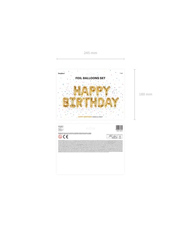 Foil Balloon Happy Birthday, 340x35cm, gold