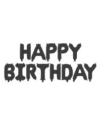 Foil Balloon Happy Birthday, 340x35cm, black