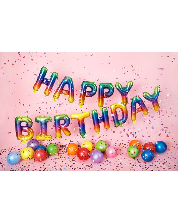 Foil Balloon Happy Birthday, 340x35cm, rainbow