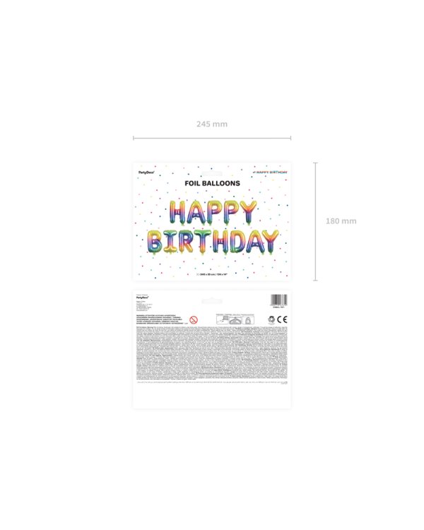 Foil Balloon Happy Birthday, 340x35cm, rainbow