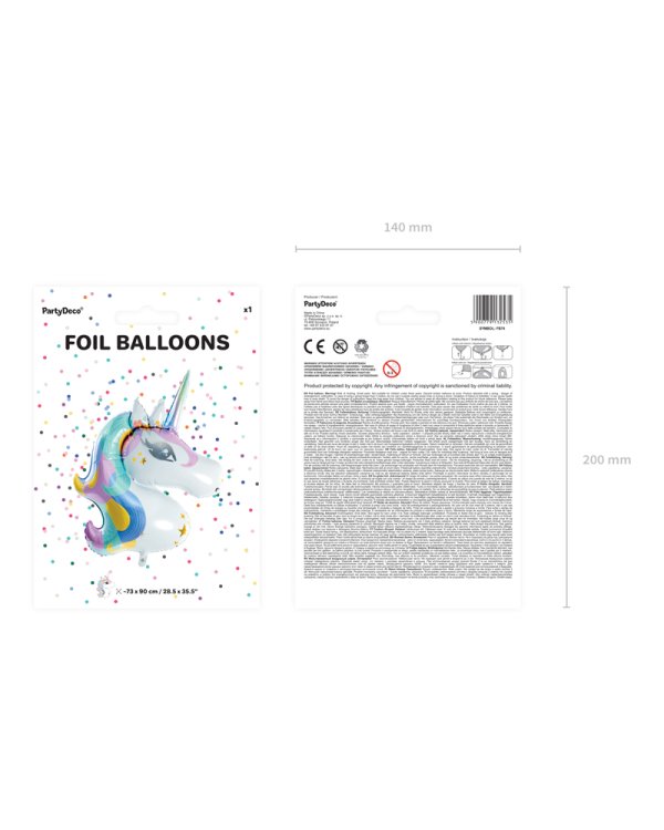 Foil balloon Unicorn, 73x90cm, mix