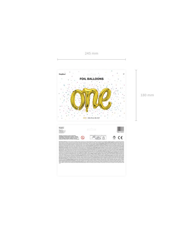 Foil balloon One, 66x37cm, gold