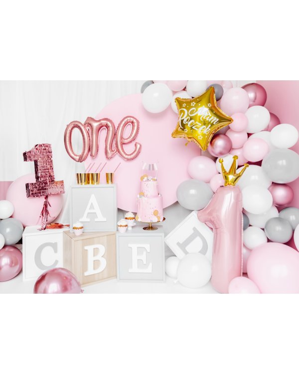 Foil balloon One, 66x37cm, rose gold