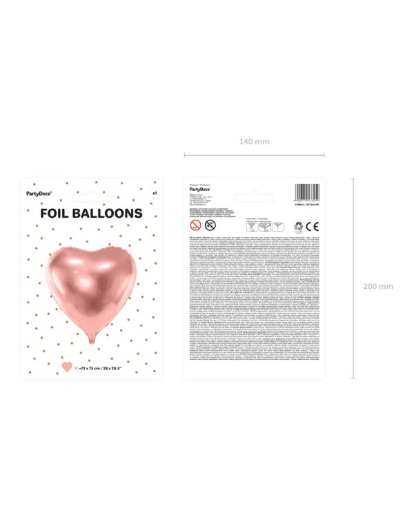 Foil balloon Heart, 72x73cm, rose gold