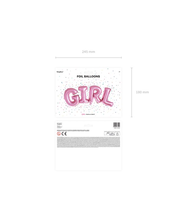 Foil Balloon Girl, 74x33cm, pink
