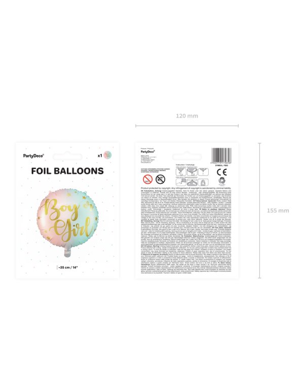 Foil balloon Boy or Girl, 35cm, mix