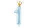 Foil Balloon Number ''1'', 30x90cm, sky-blue