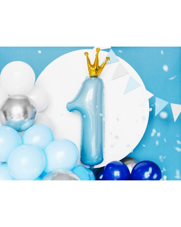 Foil Balloon Number ''1'', 30x90cm, sky-blue