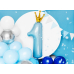 Foil Balloon Number ''1'', 30x90cm, sky-blue