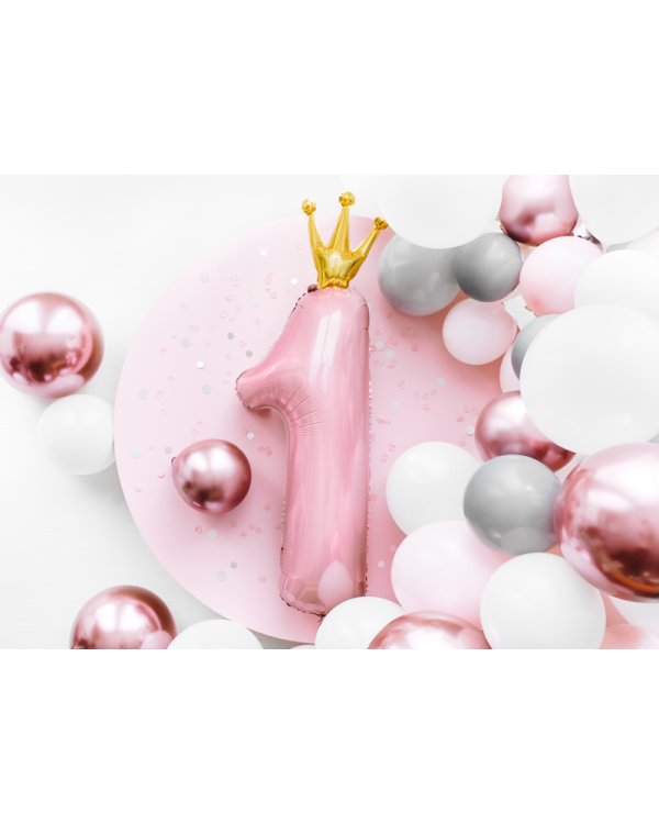 Foil Balloon Number ''1'', 30x90cm, light pink