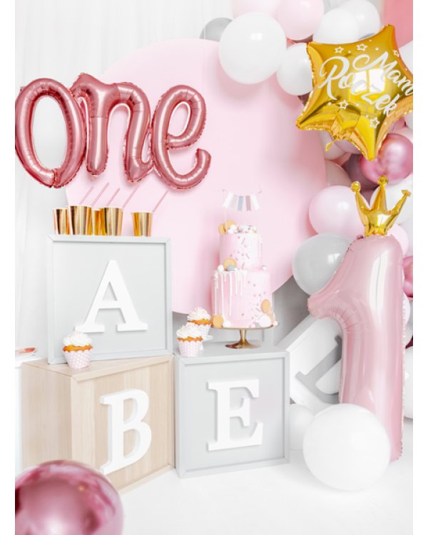 Foil Balloon Number ''1'', 30x90cm, light pink