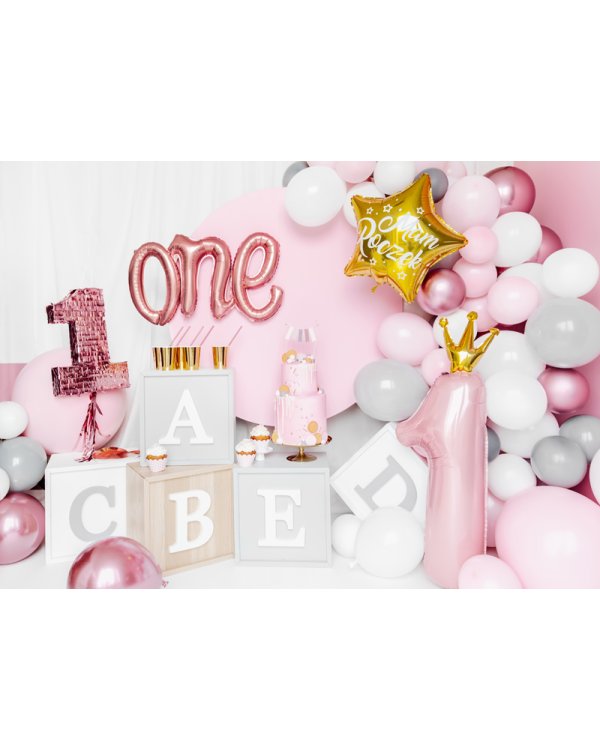 Foil Balloon Number ''1'', 30x90cm, light pink