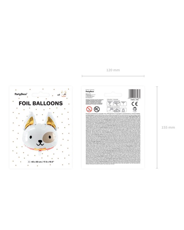 Foil Balloon Dog, 45x50cm, mix