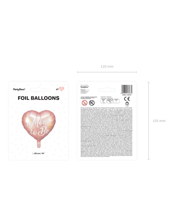 Foil balloon Mom to Be, 35cm, pink
