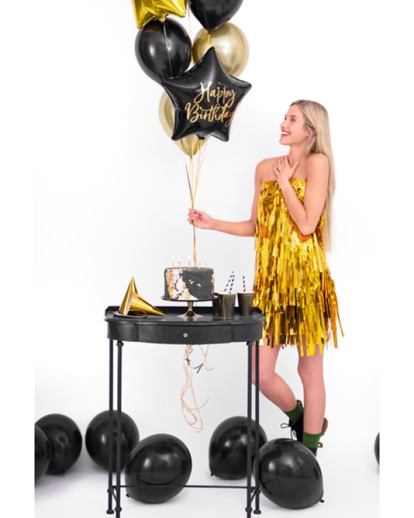 Foil balloon Happy Birthday, 40cm, black