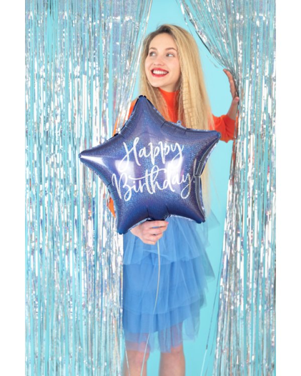Foil balloon Happy Birthday, 40cm, navy blue