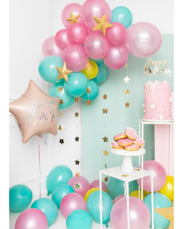 Foil balloon Happy Birthday, 40cm, light powder pink