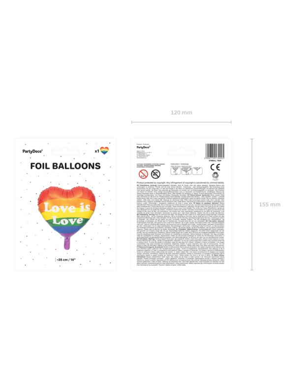 Foil balloon Love is Love, 35cm, mix