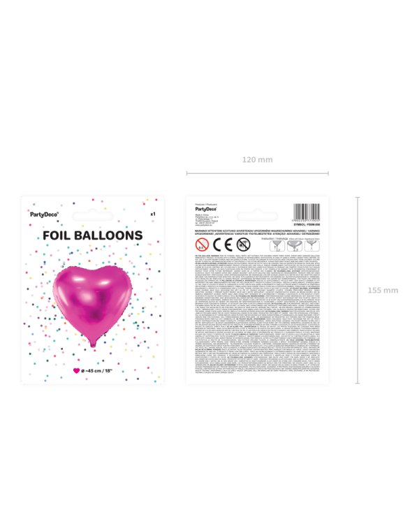 Foil Balloon Heart, 45cm, dark pink