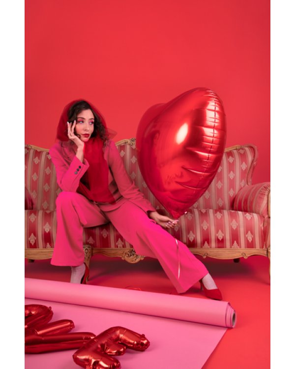 Foil Balloon Heart, 45cm, red