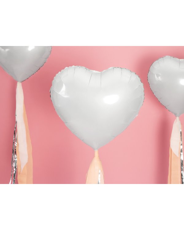 Foil Balloon Heart, 45cm, white
