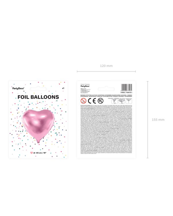 Foil Balloon Heart, 45cm, light pink