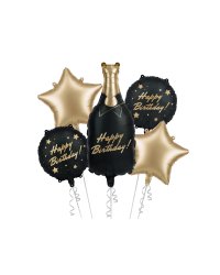 Foil balloon set Bottle Happy Birthday, mix (1 pkt / 5 pc.)