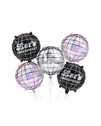 Foil balloon set Disco Balls, 35 cm, mix (1 pkt / 5 pc.)