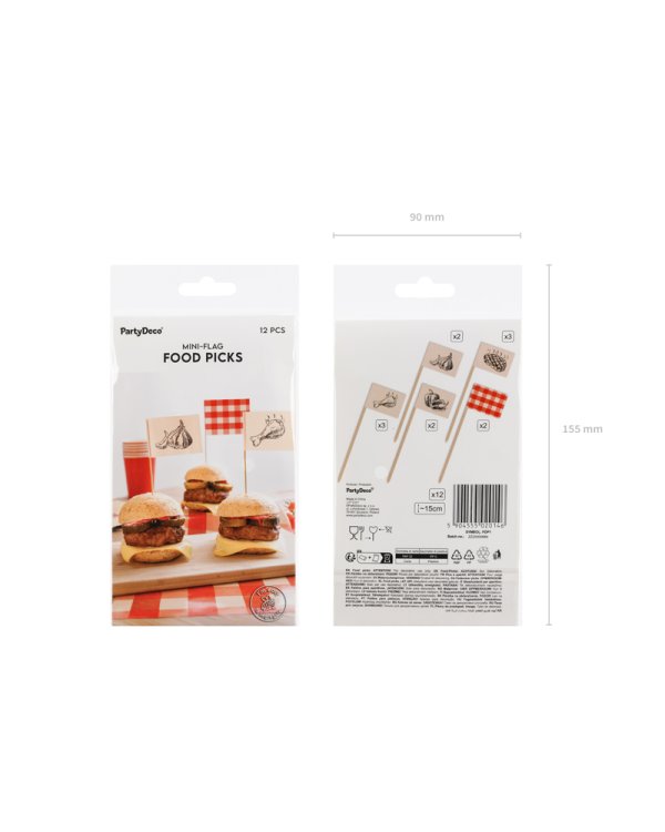 Food pickers BBQ, 15 cm, mix (1 pkt / 12 pc.)