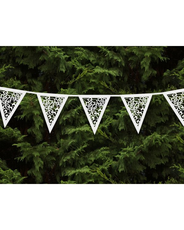 Paper garland, pearl white, 19.5 x 3m
