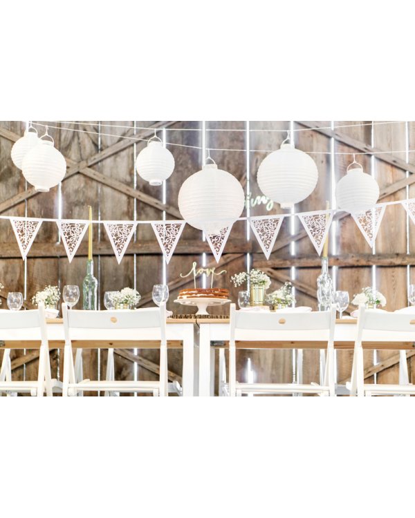 Paper garland, pearl white, 19.5 x 3m