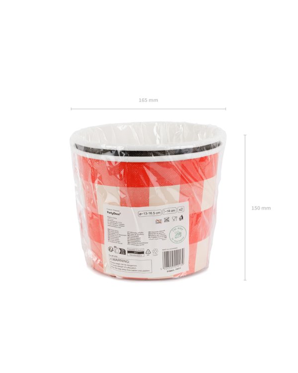 Snack buckets Check pattern, 14 cm, mix (1 pkt / 2 pc.)