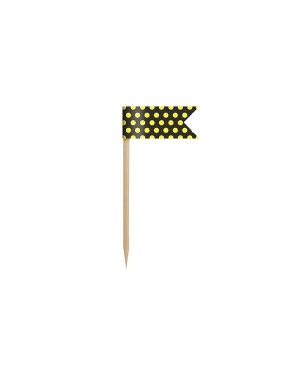 Cupcake Toppers Mini Flags Bee, mix, 7cm (1 pkt / 6 pc.)