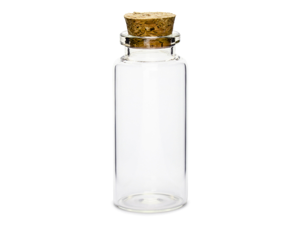 Glass bottles with cork plug, 7.5cm (1 pkt / 12 pc.)