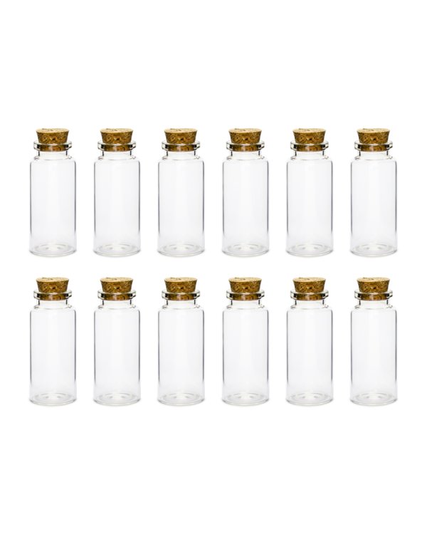 Glass bottles with cork plug, 7.5cm (1 pkt / 12 pc.)