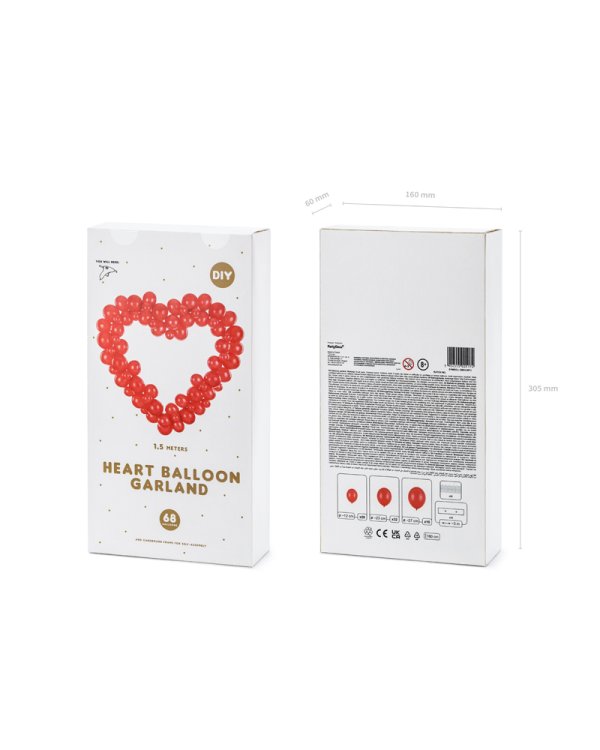 Balloon garland with frame, red, 160 cm