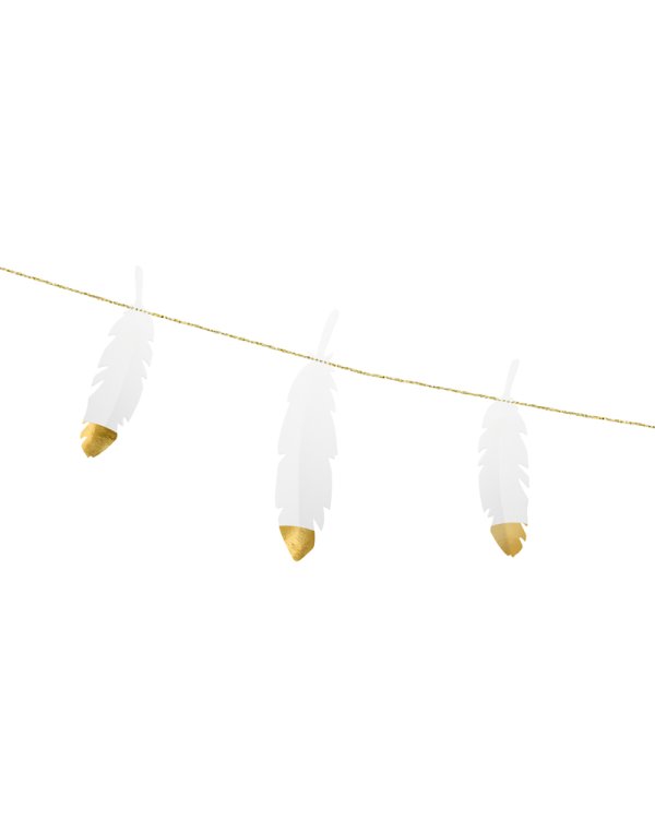 Garland Feathers, white, 1.6m