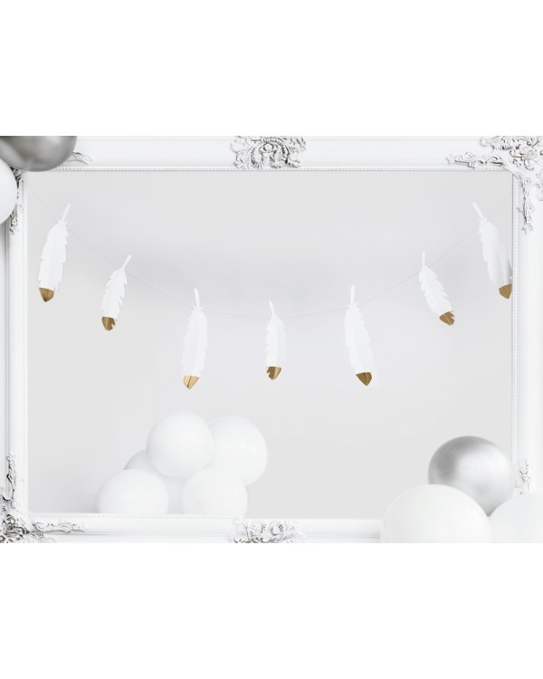 Garland Feathers, white, 1.6m