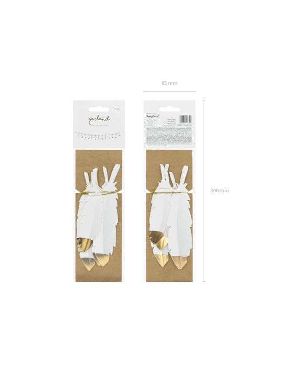 Garland Feathers, white, 1.6m