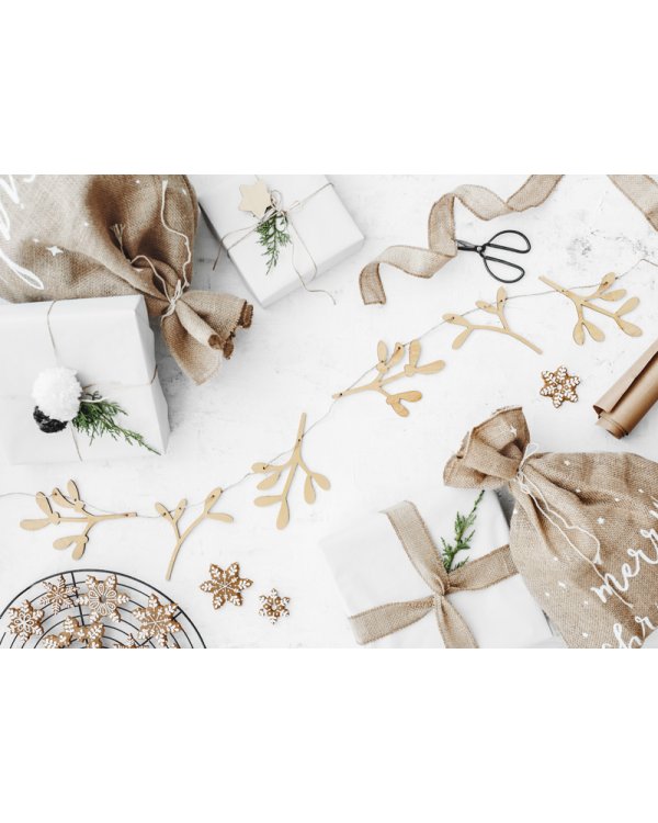 Wooden garland Mistletoe, 127cm