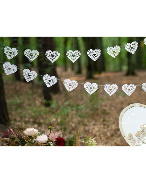 Garland Hearts, white, 1.8m