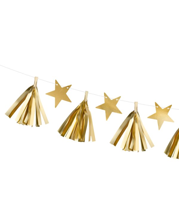 Paper garland Stars, gold, 1.3m